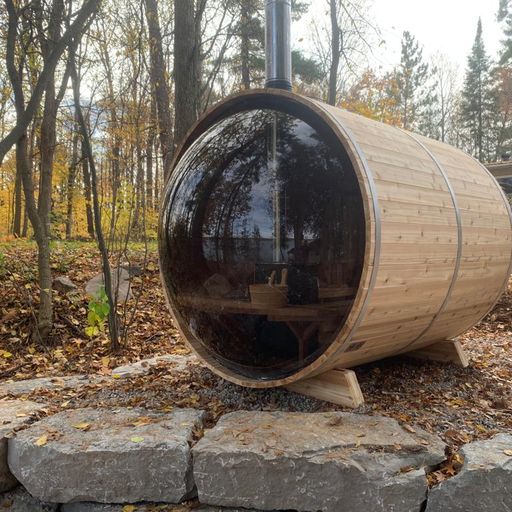 Sauna Panoramic Barrel Knotty Red Cedar
