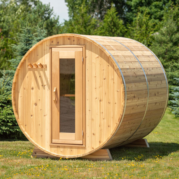 Sauna Panoramic Barrel Knotty Red Cedar