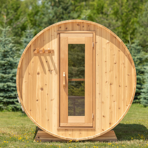 Sauna Panoramic Barrel Knotty Red Cedar
