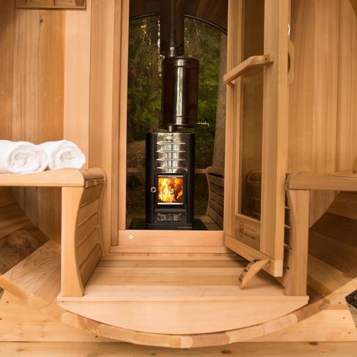 Sauna Panoramic Barrel Clear Red Cedar