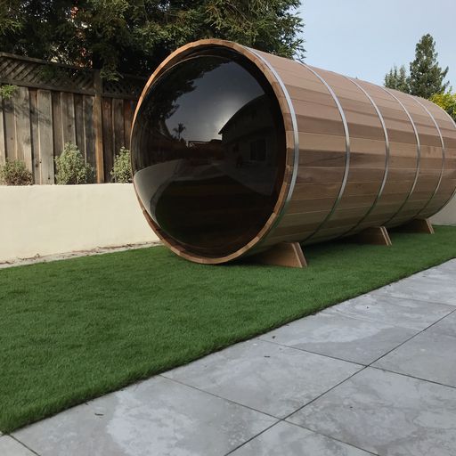Sauna Panoramic Barrel Clear Red Cedar